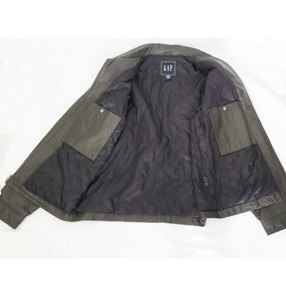 Vintage Gap Mens 90s Genuine Leather Jacket L - Picture 9 of 10